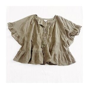 J. jill Bohemian Olive Top Button Down Tassel Detailing SZ L Petite